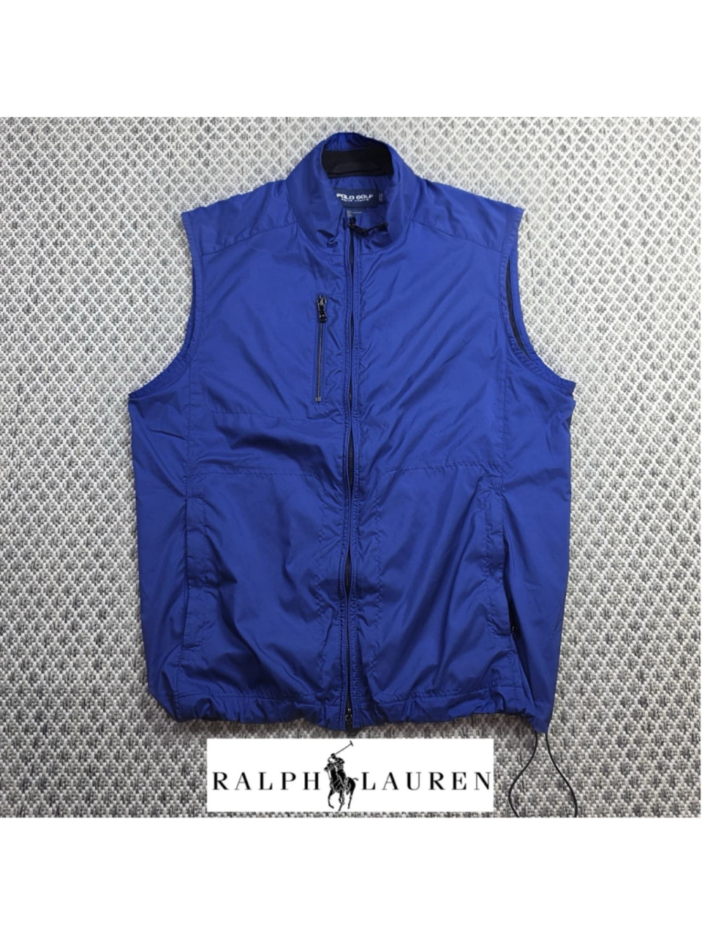 Polo Golf Ralph Lauren Mens M Blue Full Zip Vest Big Pony Mesh Lined Golf